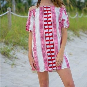 Bindi Serena Dress Red embroidered resort trendy